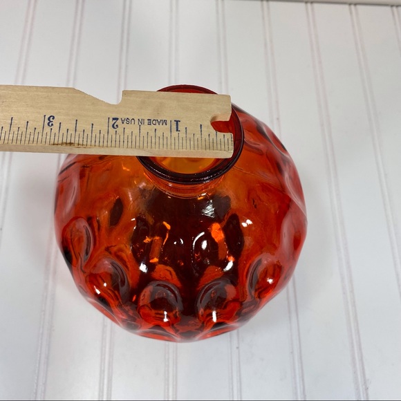 Orange glass dimpled vase - Picture 6 of 6